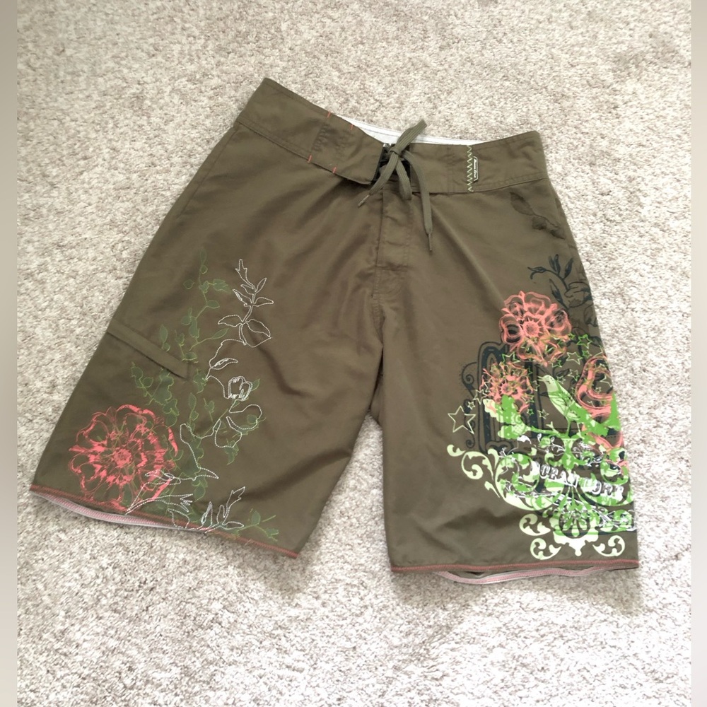 OCEAN Core Board Shorts Mens sz 32 Hawaiian Floral swimming trunks surfwears